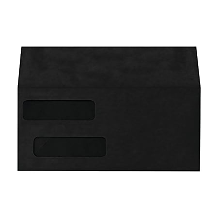 LUX #10 Invoice Envelopes, Double-Window, Gummed Seal, Midnight Black, Pack Of 50