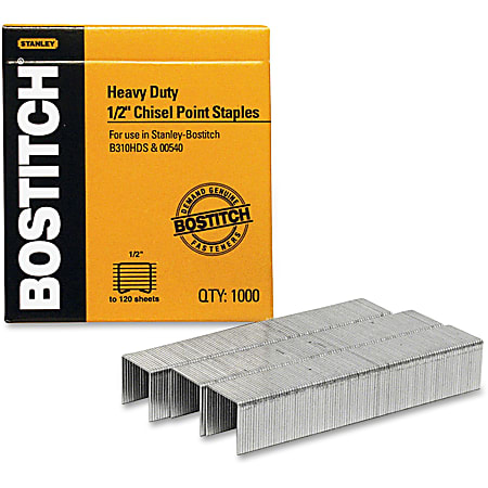 Stanley Bostitch® Heavy-Duty Premium Staples, 1/2", Box Of 1000