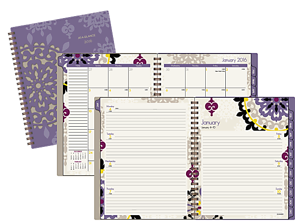 AT-A-GLANCE Weekly/Monthly Appointment Planner, 8 1/2" x 11", 30% Recycled, Purple, Vienna, January–December 2016