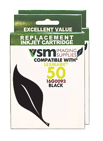 VSM Imaging Supplies VSMLEX50-2PK (Lexmark 50) High-Yield Remanufactured Black Ink Cartridges, Pack Of 2