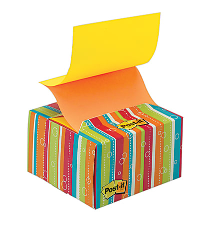 Post-it® 3" x 3" Pop-up Note Dispenser, Bold Striped