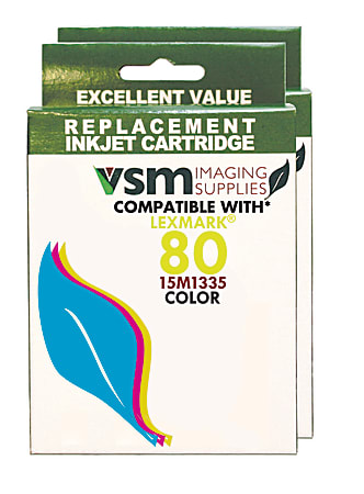 VSM Imaging Supplies VSMLEX80-2PK (Lexmark 15M1335) High-Yield Remanufactured Color Ink Cartridges, Pack Of 2