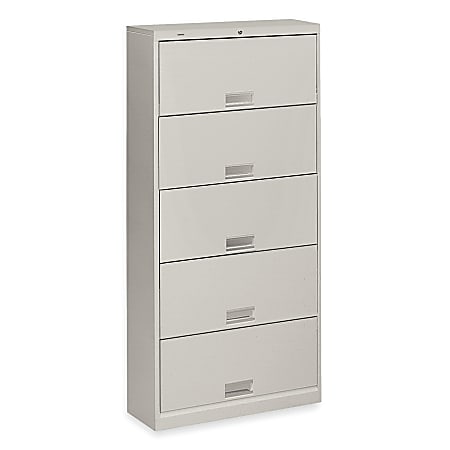 HON® 36"W Lateral 5-Shelf File Cabinet, Metal, Light Gray
