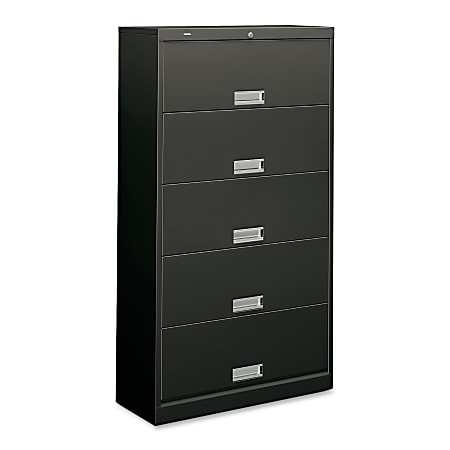 HON® 36"W Lateral 5-Shelf File Cabinet, Metal, Charcoal
