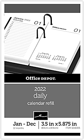 Office Depot® Brand Daily Desk Calendar Refill, 3-1/2" x 6", White, January To December 2022, SP717D50