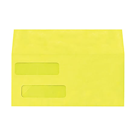LUX #10 Invoice Envelopes, Double-Window, Gummed Seal, Citrus, Pack Of 500