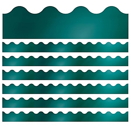 Carson Dellosa Education Scalloped Border, Sparkle + Shine Teal Foil, 39' Per Pack, Set Of 6 Packs