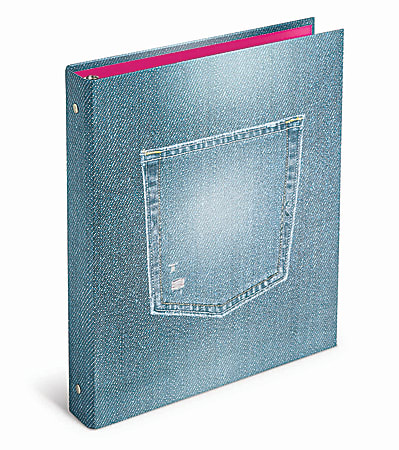 Office Depot® Brand Casebound 3-Ring Binder, 1" Round Rings, Denim