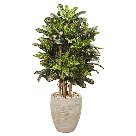 Nearly Natural Croton 42”H Artificial Plant With Planter, 42”H x 22”W x 22”D, Green/Sand