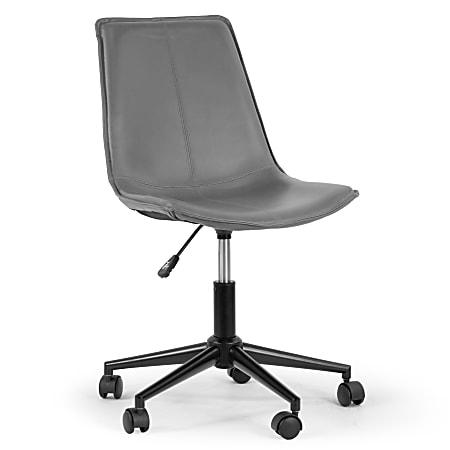 Glamour Home Amery Ergonomic Faux Leather Mid-Back Adjustable Height Swivel Office Task Chair, Gray