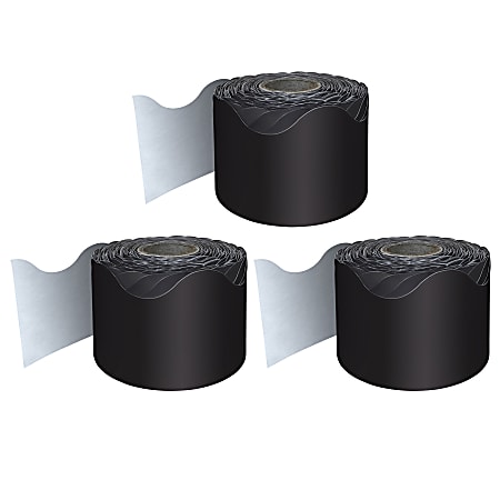 Carson Dellosa Education Rolled Scalloped Borders, Black, 65' Per Roll, Pack Of 3