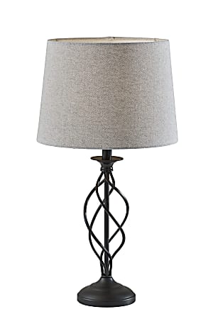 Adesso Darcy Table Lamp, 26”H, Gray Herringbone Shade/Black Base