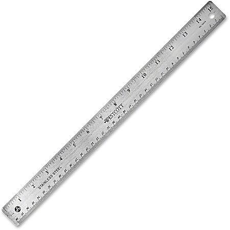 Officemate Classic Stainless Steel Metal Ruler, 15 inches with