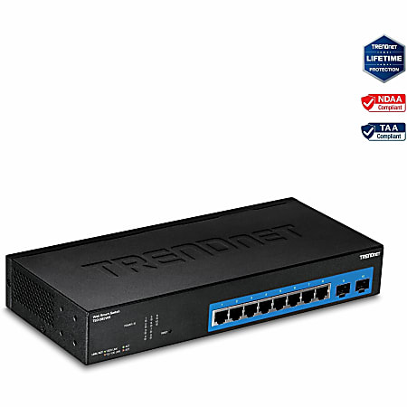 TRENDnet 8 Port Gigabit Web Smart Switch, 10/100/1000 Mbps, SFP, rack mountable, fanless, TEG082WS