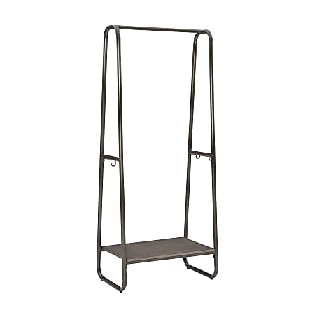 Linon Blaisdell Tall Clothing Rack, 60”H x 27-1/4”W x 15-3/4”D, Pewter