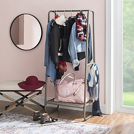 Linon Blaisdell Tall Clothing Rack 60 H x 27 14 W x 15 34 D Pewter