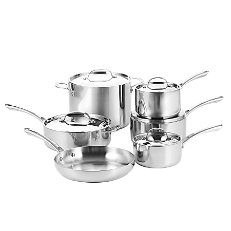 Bergner 11-Piece Stainless Steel Cookware Set, Silver