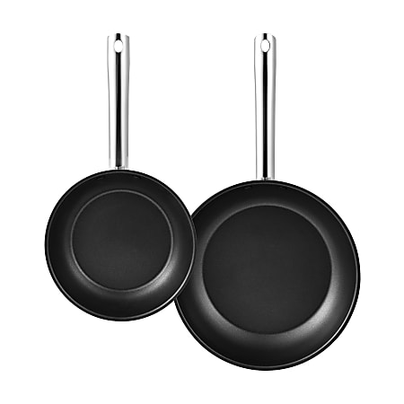 Bergner 2-Piece Stainless Steel Non-Stick Fry Pan Set, Silver