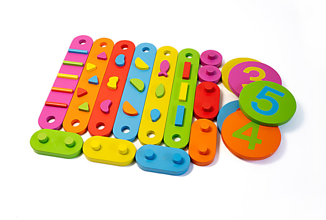 Bintiva Wood Obstacle Course Balance Path With Numbers, 17 Pieces