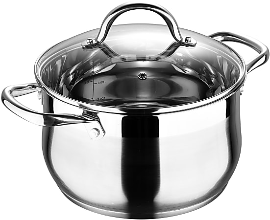 Bergner Stainless-Steel Induction-Ready Dutch Oven With Lid, 5 Qt, Stainless Steel