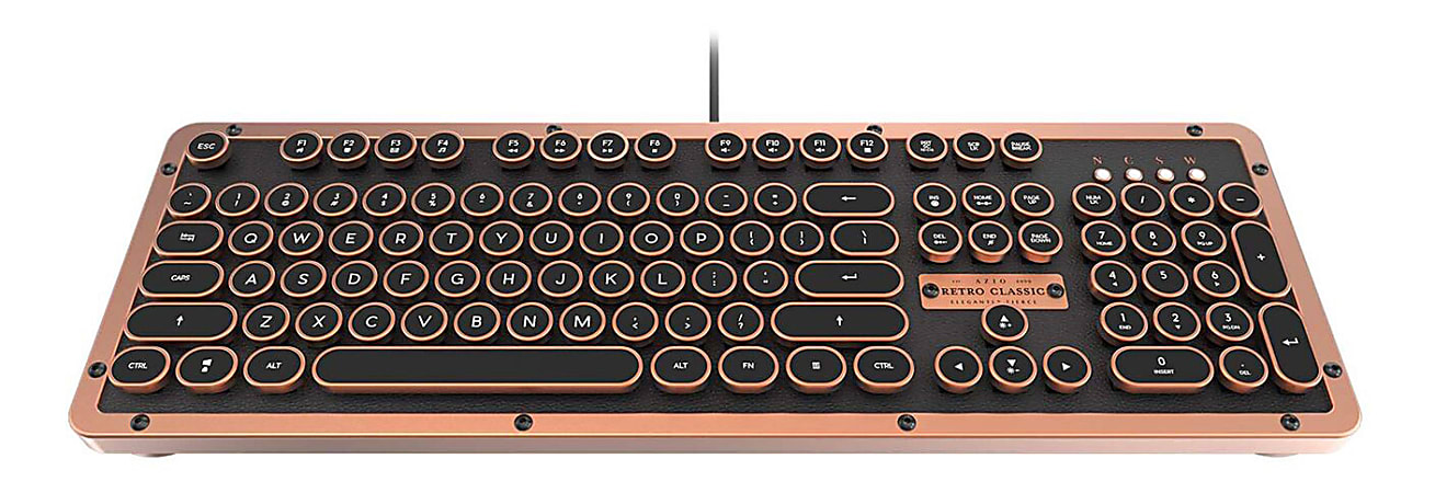 Azio Retro Classic Vintage Typewriter Mechanical USB Keyboard, Artisan, MK-RETRO-L-03-US
