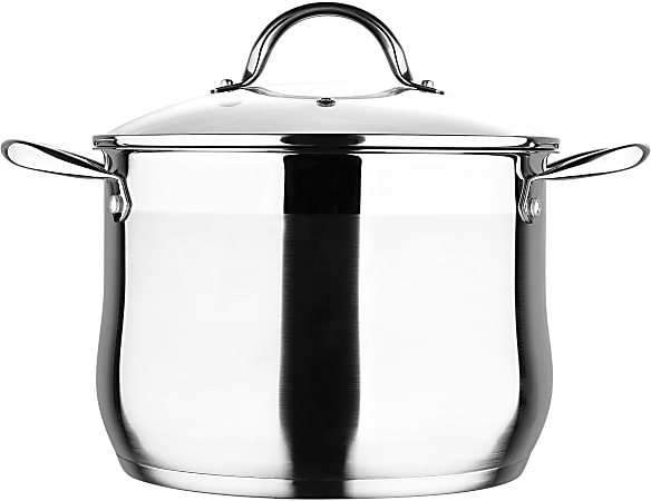 Bergner Stainless-Steel Induction-Ready Dutch Oven With Lid, 8 Qt, Stainless Steel