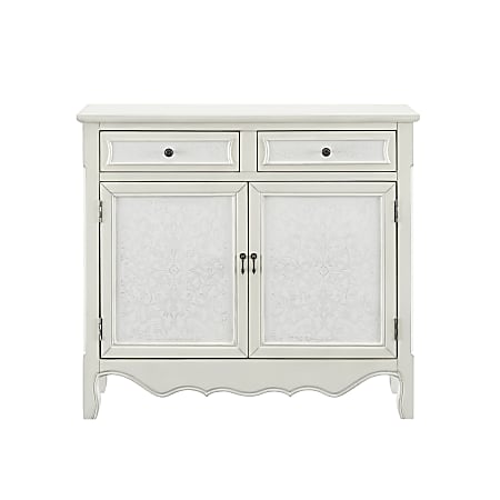 Powell Balfour 2-Door Console Table, 36-1/4"H x 40-1/4"W x 11"D, Cream/White
