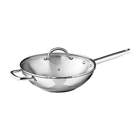 Bergner Stainless Steel Nonstick Stir Fry Pan With Lid 12 - Office Depot