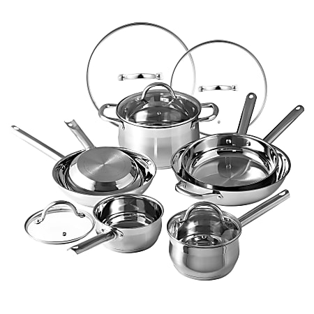 Bergner 12 Piece Stainless Steel Non Stick Cookware Set Silver