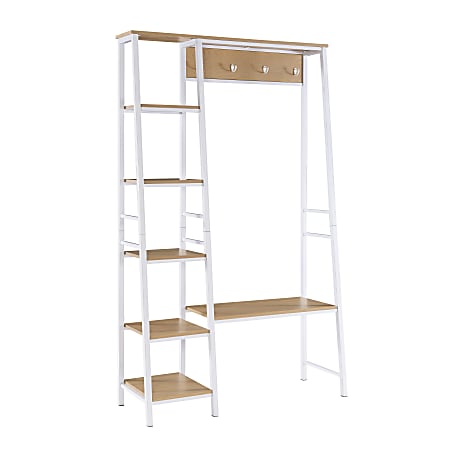 Linon Anson Hall Tree, 69-1/3”H x 42-1/2”W x 15-1/4”D, White/Ash