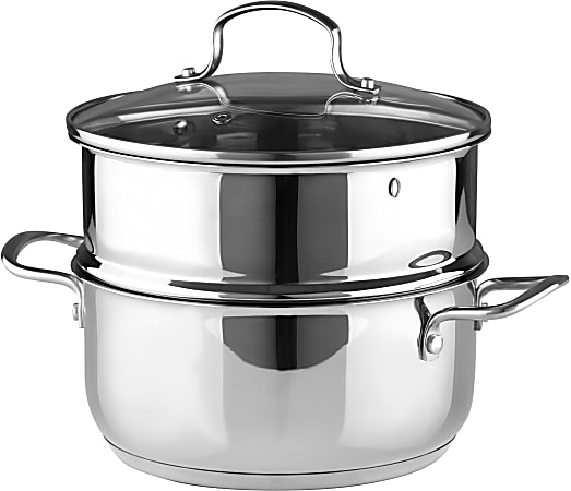 Bergner Essentials Stainless-Steel Soup Pot With Tempered-Glass