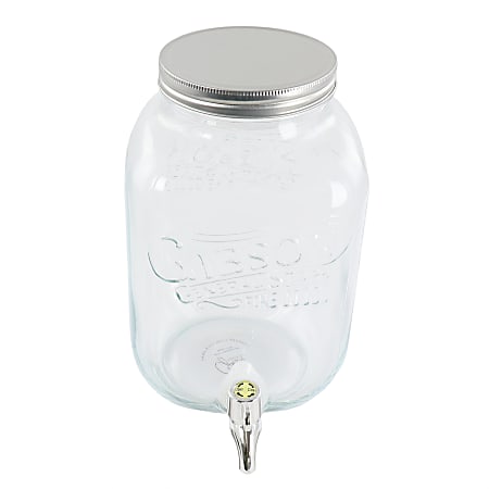 Gibson Home General Store Glass Jar Beverage Dispenser, 1.1 Gallon, Clear