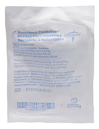 Medline Sterile Specimen Containers, 4 Oz, Pack Of