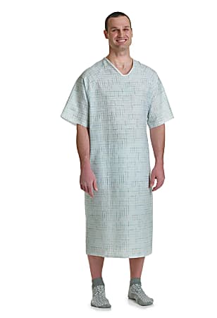 Medline Angle Back And Tie-Side Print Gowns, Spectrum Blue, Pack Of 12
