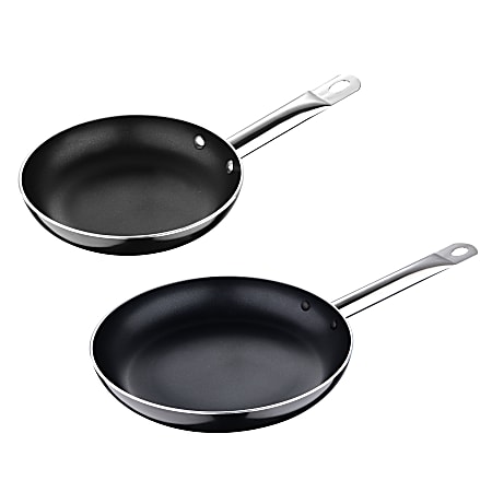 Bergner 2 Piece Aluminum Non Stick Fry Pan Set Black - Office Depot