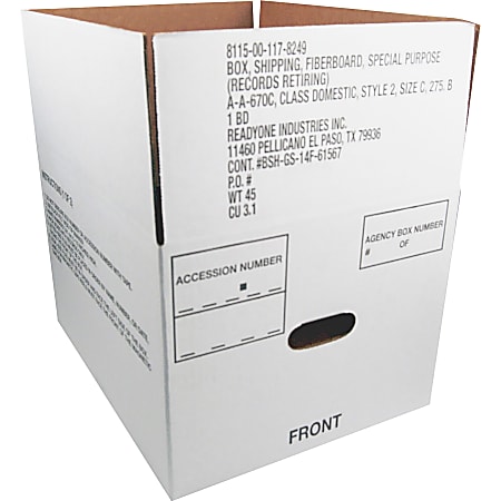 SKILCRAFT® Storage Boxes, 14 3/4" x 12" x 9 1/2", 40% Recycled, Case Of 25