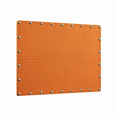 Linon Burke Burlap Nailhead Corkboard, 24" x 36", Orange/Silver