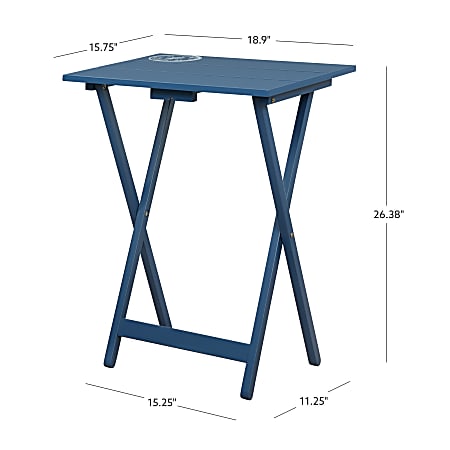 Linon Cheney Tray Table Set 26 25 H x 18 78 W x 15 34 D Navy Set