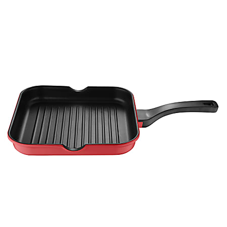 Bergner Aluminum Grill Pan, 11", Retro Red
