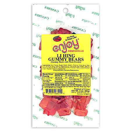 Enjoy Li Hing Gummy Bears, 3 Oz Bag