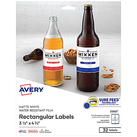 Avery® Removable Durable Rectangle Labels, 22827, 3 1/2"