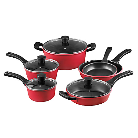 Ninja Foodi NeverStick Essential 9 Piece Aluminum Cookware Set Red - Office  Depot