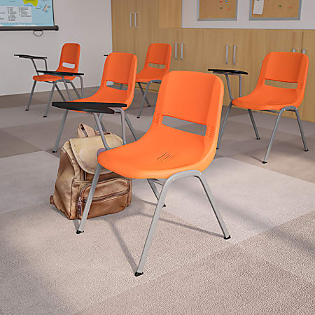 Flash Furniture Ergonomic Shell Chairs, Orange, Set Of 5 Chairs, 5RUTEO1ORRTAB