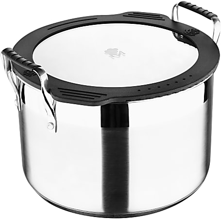 MasterPRO Smart Nesting Stainless-Steel Collection Covered Pot, Stock, 7.3 Qt, Stainless Steel
