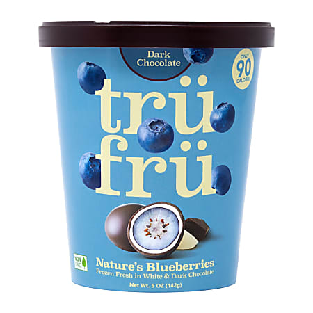 Tru Fru Nature's Blueberries Frozen Fresh In White & Dark Chocolate, Carton Of 8 Tubs