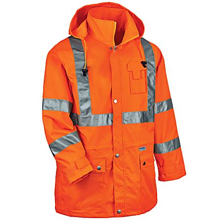 Ergodyne GloWear® 8365 Type R Class 3 High-Visibility Rain Jacket, Medium, Orange