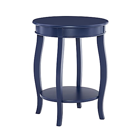 Powell Nora Round Side Table With Shelf, 24"H x 18"W x 18”D, Navy