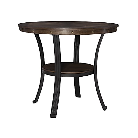 Powell Vinessa Pub Table, 36"H x 42"W x 42”D, Brown/Black