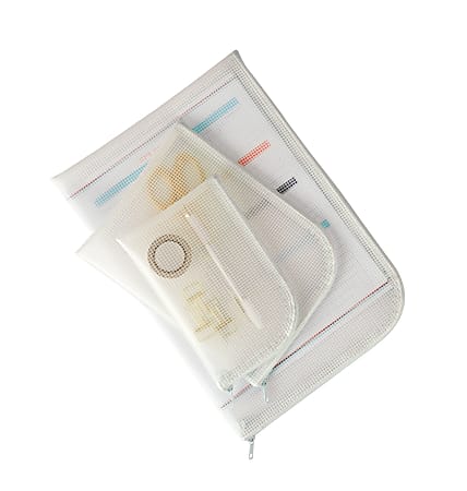 Office Depot Brand Vinyl Mesh Zippered Pouches White Clear Pack Of 3 Pouches