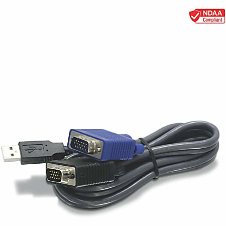 TRENDnet 2-in-1 USB VGA KVM Cable, TK-CU10, VGA/SVGA HDB 15-Pin Male to Male, USB 1.1 Type A, 10 Feet (3.1m), Connect Computers with VGA and USB Ports, USB Keyboard/Mouse Cable & Monitor Cable - 10-feet USB KVM cable for TK-803R/1603R